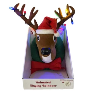 20 Zoll bunter LED animierter singender Plüsch Rentier Kranz Mr. Weihnachtsdeko - Bild 1 von 14