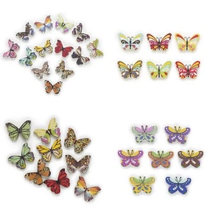 30pcs Butterfly Wood Buttons for Sewing Scrapbooking Cloth Handmade Crafts Decor - Picture 1 of 16