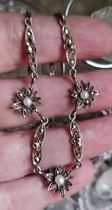 Sterling Silber Markasit/Perle Girlande Stil N'lace mit kostenlosen Ohrringen - Bild 1 von 10