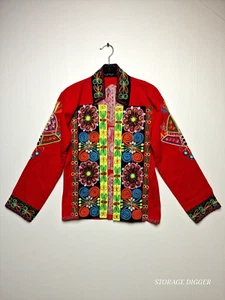 Giacca donna bohemien piccola multicolore floreale banjara ricamata patchwork - Foto 1 di 13