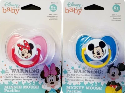 Disney Bebé Mickey Mouse y Minnie PACIFICADORES CON FUNDAS Bebé Niños Pequeños Juego de 2 Foto 1 de 4