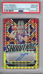J.J. MCCARTHY 2024 PANINI MOSAIC CHOICE SHOWTIME RED YELLOW FUSION RC AUTO - Picture 1 of 2