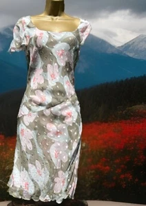 Fenn Wright Manson 100% silk / Viscose chiffon Floral Shift Dress UK 10 VGC - Picture 1 of 11