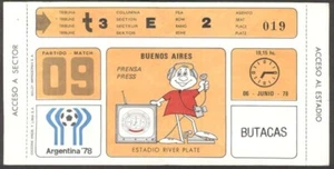 Boleto de prensa Copa Mundial de Fútbol Argentina 1978 #09 sin usar Argentina 2 vs Francia 1 - Imagen 1 de 2
