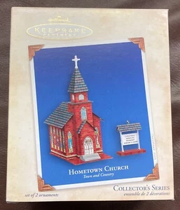 2004 Hallmark Ornament Town & Country Serie #6 HOMETOWN CHURCH in Box gebraucht - Bild 1 von 16