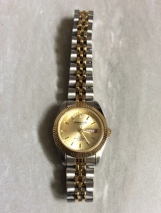 Swanson Women's Watch Round Gold Dial Index Hours Date on a 2-Tone Linked Band! - Picture 1 of 2