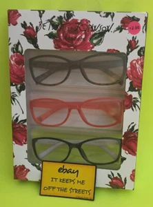 ❤️Authentische BETSEY JOHNSON 3 PAAR SET LESEBRILLE LESEBRILLE +2,00 NEU ❤️ - Bild 1 von 6