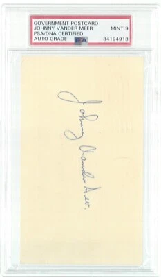 JOHNNY VANDER MEER,1940 RED W.S. CHAMPS, 1963 GPC,PSA/DNA MINT 9 - Image 1 of 2
