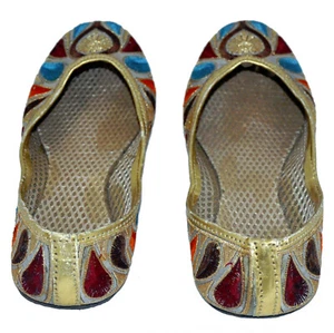 Indische Mädchen Juti flache Schuhe Handarbeit Größe (5) gebraucht - Bild 1 von 5