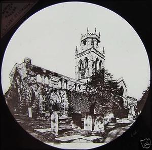 Glas magische Laterne Dia ALLE HEILIGEN KIRCHE PONTEFRAKT UM 1900 FOTO YORKSHIRE - Bild 1 von 2