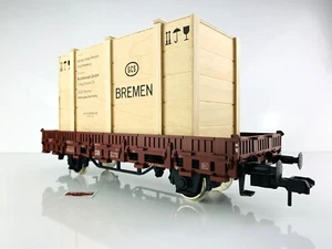 CR122 - MARKLIN 1 5437 - VAGÓN BORDE BAJO CON CARGA DE CAJA DE MADERA - NUEVO! - Imagen 1 de 6