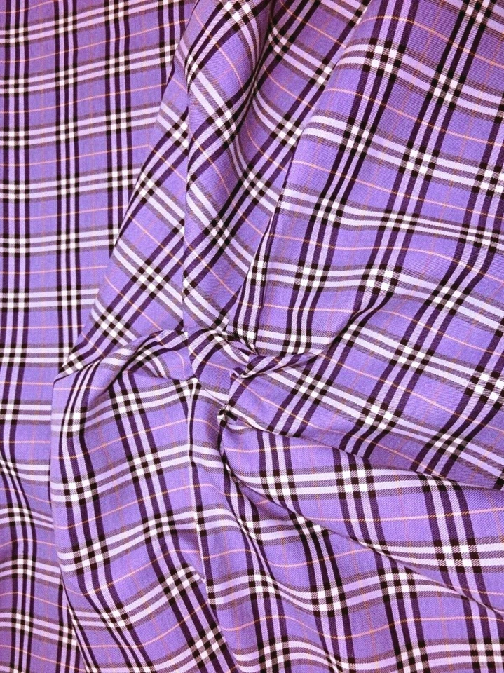 Purple PLAID TARTAN COTTON BLEND WOVEN FABRIC GR8 FOR KILT SKIRT DRAPE DRESS  - Image 1 of 1