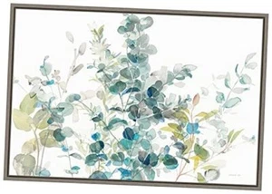 Framed Canvas Wall Art Print Eucalyptus I White Crop by Danhui Nai (23 Grey - Picture 1 of 7
