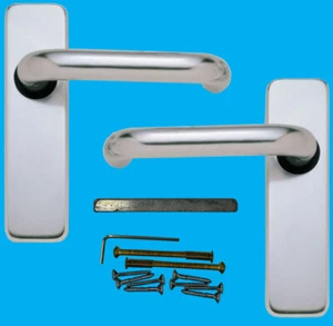 FRELAN Satin Aluminium Anodised Round Bar Lever Latch Door Handle Set & Spindle - Picture 1 of 4