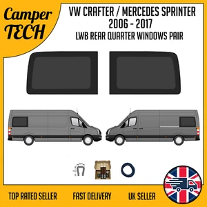 Mercedes Sprinter 06-25 LWB Fixed Rear Quarter Windows - PAIR with Kit + U-Trim - Picture 1 of 5