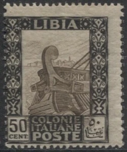 LIBIA - 1921 varietà Pittorica 50 C. nero e bruno - (775/FM22) - Foto 1 di 1