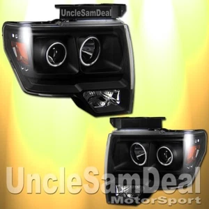 FOR FORD F150 DUAL X-BRIGHT LED HALO CLEAR PROJECTOR HEADLIGHT BLACK DIRECT PLUG - Bild 1 von 2