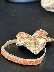 Native Old Pawn Navajo Sterling Silber Inlay rote stachelige Auster Armband 14532 - Bild 1 von 13