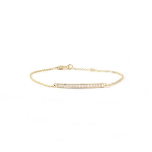 14K Gold 0.16 Ct. Dainty Lab-Created Diamond Minimalist Bar Bracelet - Picture 1 of 6