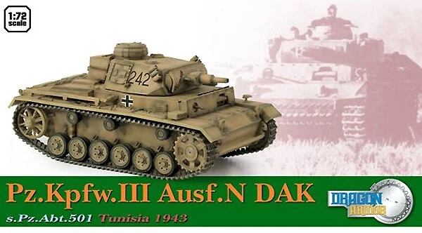 Pz.Kpfw.III Ausf.N DAK S.Pz.Abt.501 Tunisia 1943, 1:72 Dragon Armor - Image 1 of 1