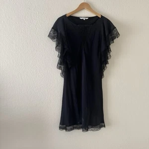Vanessa Bruno Silk Lace Sleeve Dress Black Size 36 Small - Picture 1 of 4