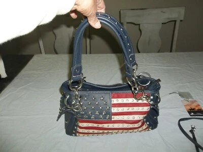 Montana West Conceal Carry Purse Bag Studs Red White Blue Patriotic Flag - Image 1 of 4