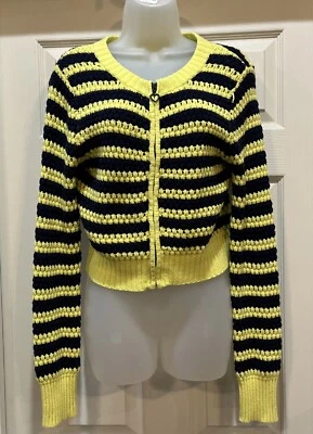 Jaqueta suéter princesa Vera Wang pequena amarela brilhante listrada azul marinho - Imagem 1 de 4