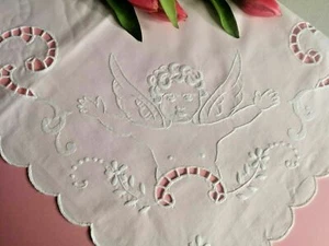 Elegant sheet in pure cotton with embroidery flowers and carved handmade - Picture 1 of 12