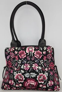 PINEDA COVALIN Silk Floral Purse Side Zip Accent Handbag Shoulder Bag Gorgeous * - Picture 1 of 24
