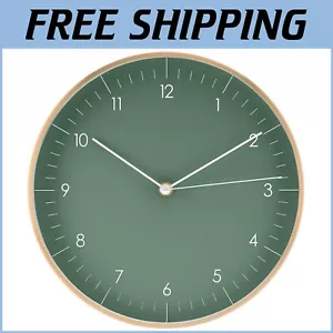Minimalist Silent Wall Clock in Dark Green & Gold - Perfect Housewarming Gift - Picture 1 of 9