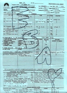 Star Trek Deep Space Nine Season 6 Call Sheet "FURY" 1/25/2000 - Picture 1 of 2