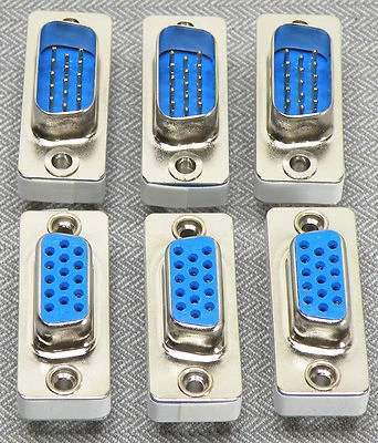 6x  VGA SVGA 15 Pin Male to Female Gender Changer Adapter Coupler Mini Lot US - Image 1 of 2