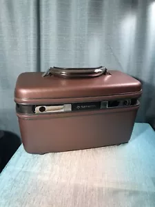 Vintage Samsonite Silhouette 4 Cosmetic Train Case Maroon Hard Luggage Unlocked - Picture 1 of 12