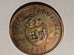1811 ONE PENNY B B & Copper Co. Bristol Swansea London Münze - Bild 1 von 2