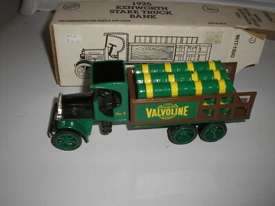 Vintage 1993 Ertl #9253 Valvoline 1925 Kenworth Stake Truck Bank Green Free SHIP - Image 1 of 4