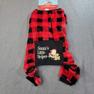 New Buffalo Print Dog Pajamas Santa's Little Helper Red/Black Size Large - Picture 1 of 8