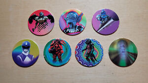 POWER RANGERS lot of 7 Pogs 1995 Saban Power Caps Collect-A-Card Nice condition