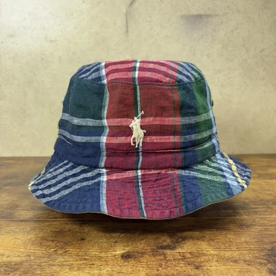 Polo Ralph Lauren Bucket Hat Madras Reversible Mens Size L/XL Cotton Linen - Image 1 of 4