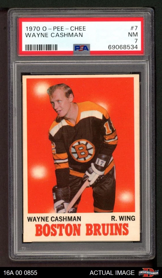 1970 O-Pee-Chee #7 Wayne Cashman Bruins RC PSA 7 - NM - Image 1 of 1