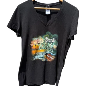 Harley Davidson St. Pete Beach Bike Fest 2019 black t-shirt Size Womans Large - Picture 1 of 5