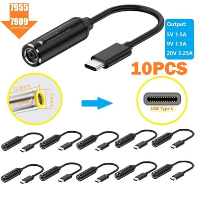 Adaptador de cable de carga 10 piezas 65 W 7,9 mm a USB C para Lenovo Thinkpad 7909 10 cm Foto 1 de 4