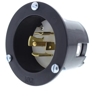 Cooper Black Twist Turn Locking Flanged Inlet L23-20R 20A 347/600V 3Ø AHL2320FI - Picture 1 of 6