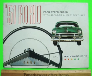 1951 FORD FULL LINE PRESTIGE 28-p COLOR CATALOG Brochure WOODIE Convertible XLNT - Picture 1 of 17