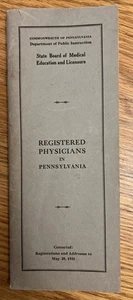 1931 Directory of Registered Physicians in Pennsylvania State Board Of Licensure - Picture 1 of 6
