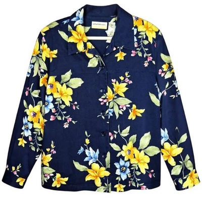 Куртка блейзер женская Alfred Dunner размер 18 Вт с цветочным узором на подкладке с бисером - Изображение 1 из 4