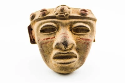 ANTIGUA MÁSCARA DE CERÁMICA GUERRERO MAYA PRECOLOMBINO ANTIGUA Foto 1 de 3