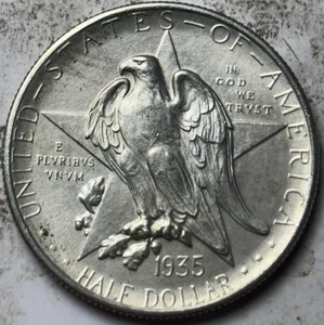 1935-S Texas 50c Commemorative Half Dollar. Attractive AU/UNC Example! - Picture 1 of 2