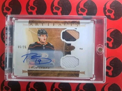 2022-23 Troy Terry Artifacts/25 Auto Patch Jersey #111 Anaheim Ducks Upper Deck  - Image 1 of 2
