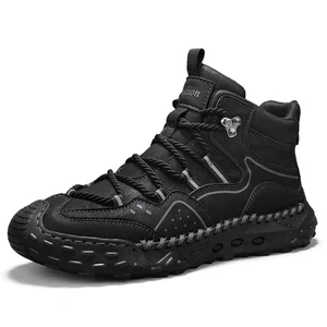  Men's High Top Sneakers Non Slip Ankle Boots Retro Style Motorcycle Boots  - Picture 1 of 29