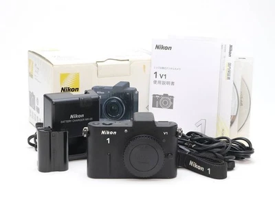 [Good] Nikon 1 V1 10.1MP Digital Camera Black Body w/Box, Battery, Charger JAPAN - Image 1 of 4